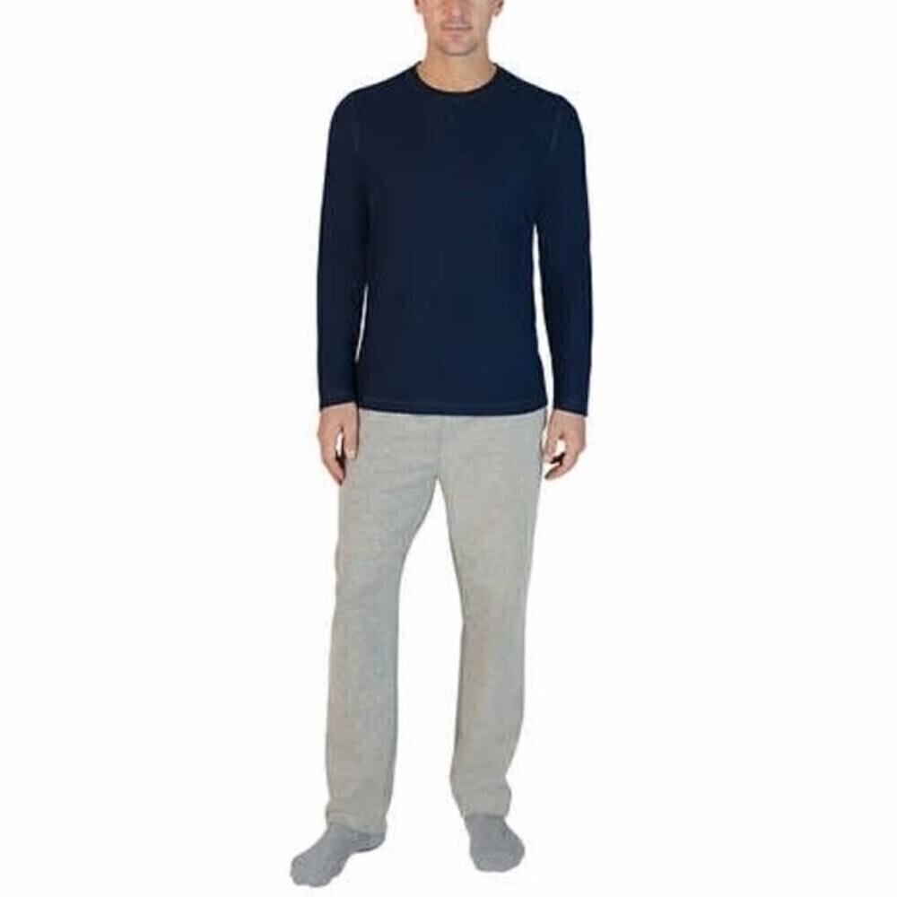 Eddie Bauer Mens Lounge Set Medium Navy Gray 2 Piece Pajama Sleepwear NWT
